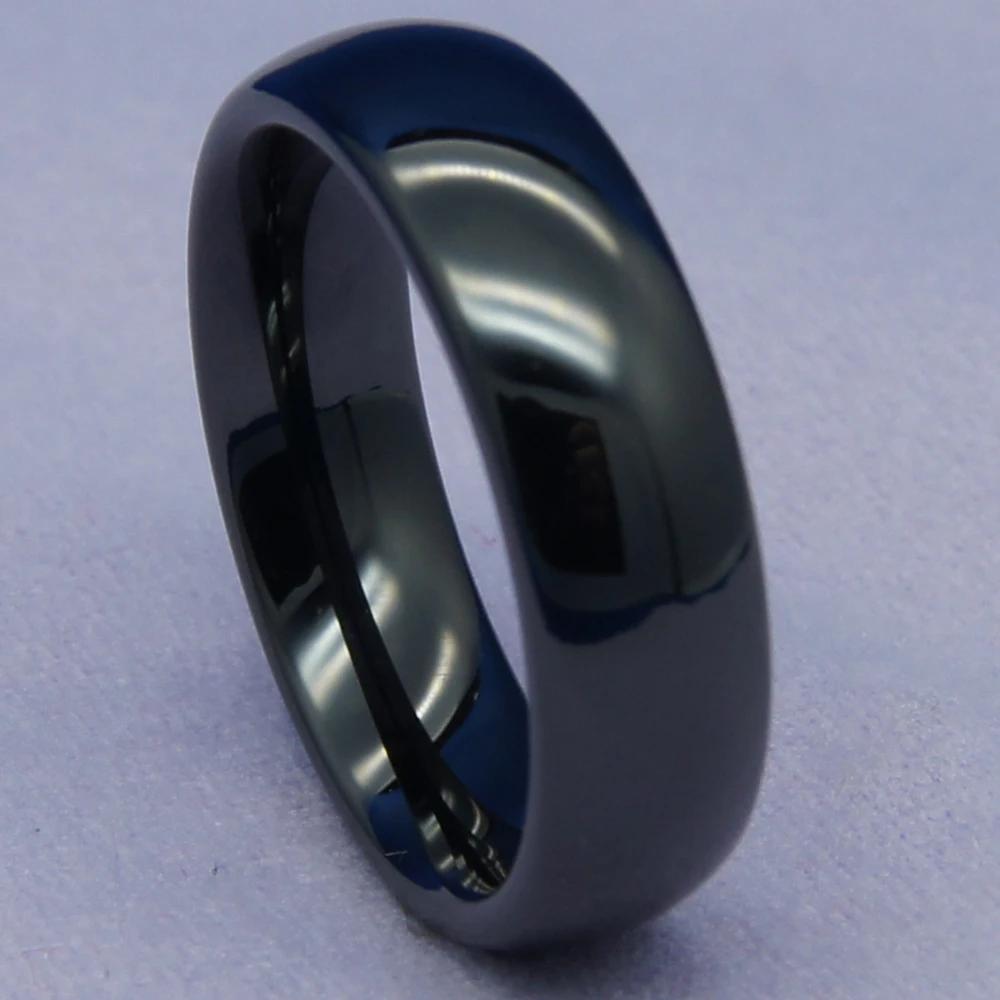 6mm width classic dome black hi-tech scratch proof ceramic ring 1pc