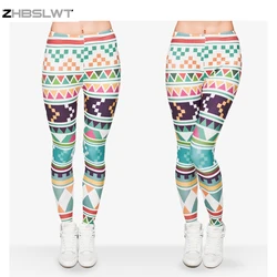 ZHBSLWT  New Fashion 3D Print High Quality Women Leggings Plus Size Geometric patterns