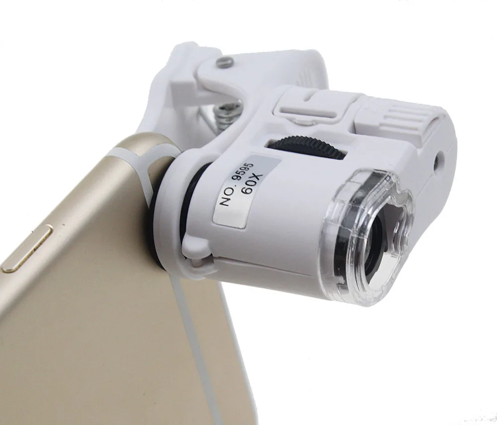 60X Universal Mobile Phone Mini Portable Clip LED Microscope Magnifier Loupe For Iphone6 6s Samsung