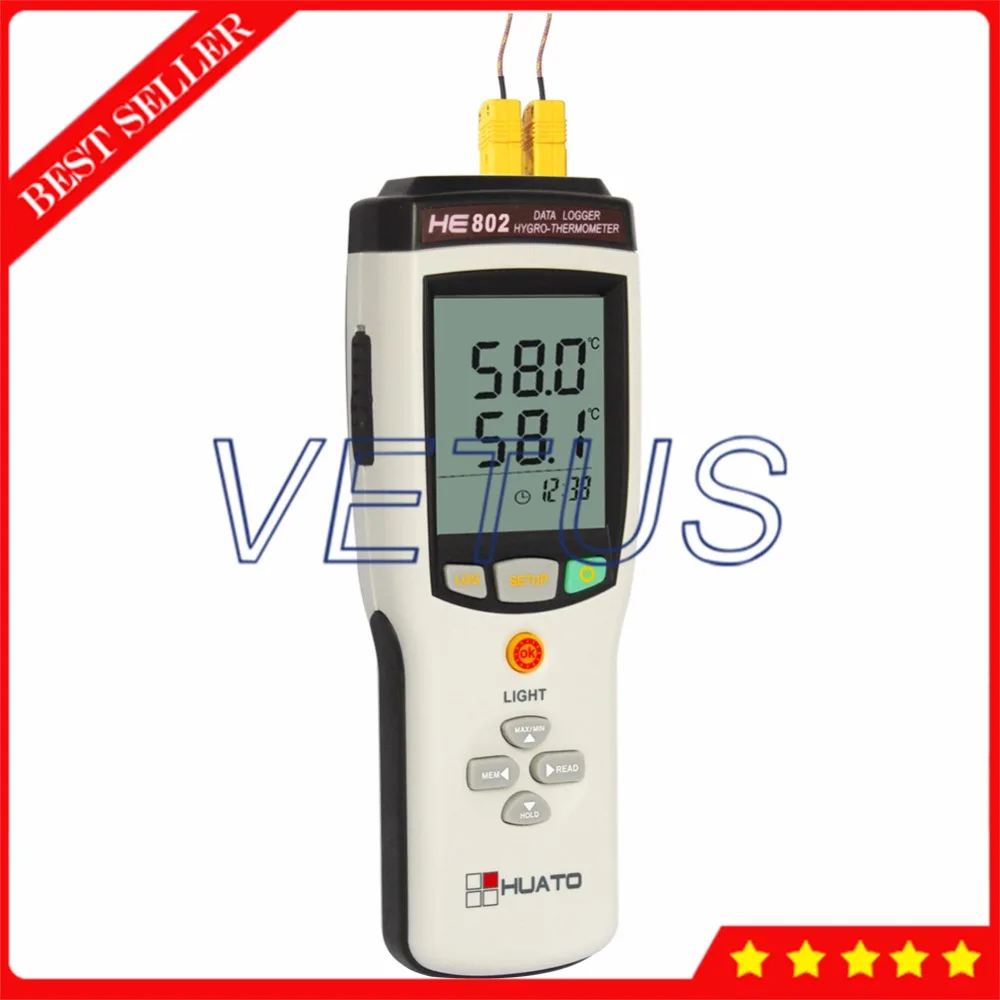 HE802デュアル-channel 3,6000温度データロガーデータロガーでk j e t r s n b型熱電対温度計-200〜1800c