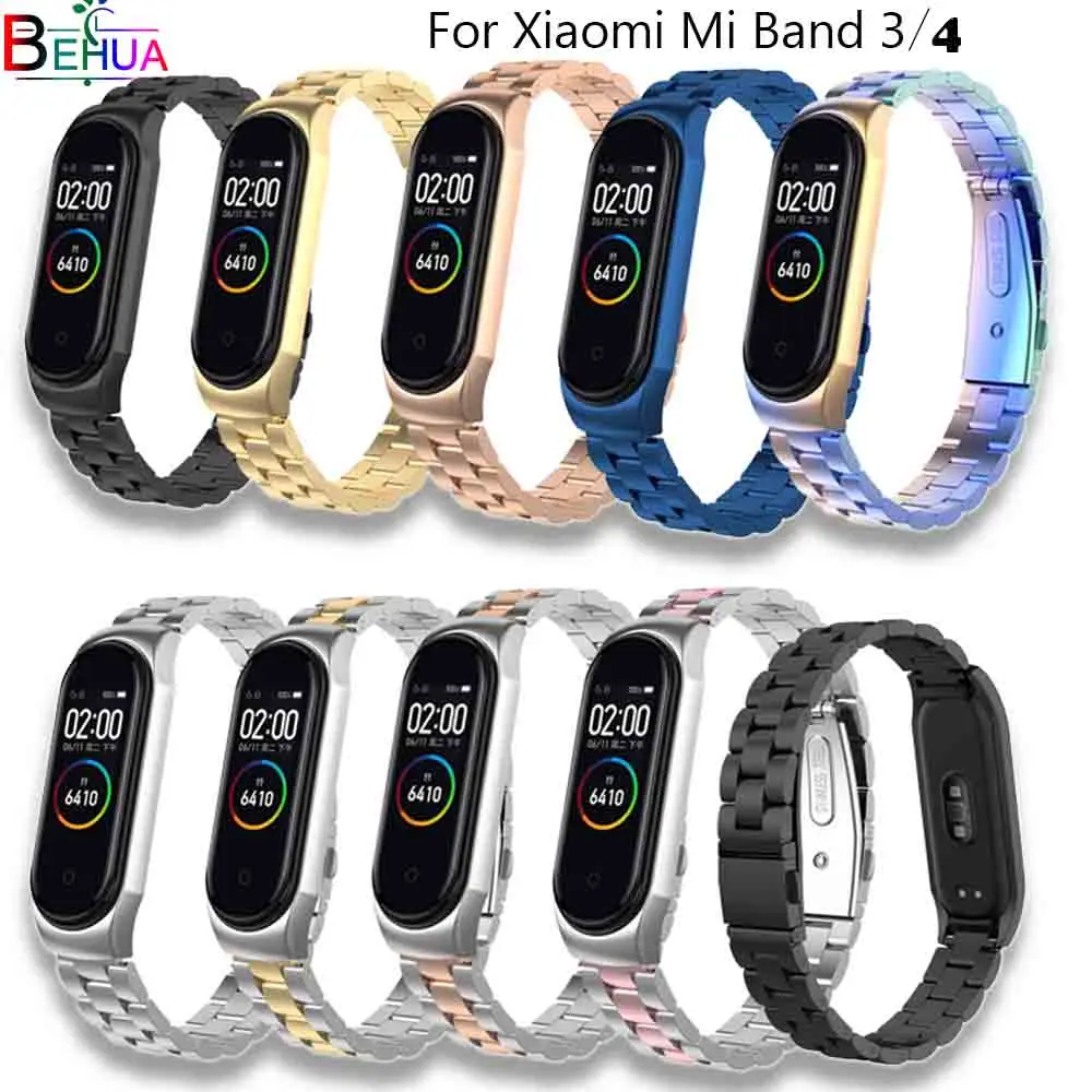 

Ремешок на запястье для xiaomi mi band 3 4 mi band 4 сменный металлический ремешок на запястье браслеты из нержавеющей стали + металлический корпус