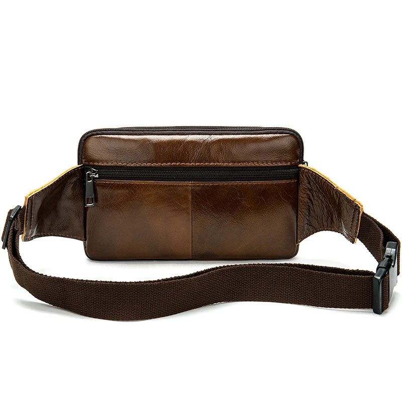 WESTAL-riñonera de cuero genuino para hombre, bolso de cintura para teléfono, riñonera deportiva para dinero, 8966