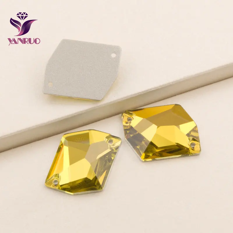 YANRUO 3265 Cosmic Light Topaz Flatback Rhinestone Sewing Crystal Rhinestones Yellow Button Sew on Vestidos