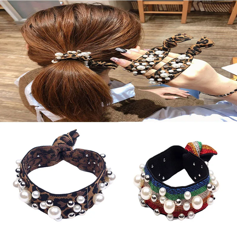 New Fashion Women Floral Hairbands Casual Adult Girls Beauty Hand Bands Cute Bracelet Artificial Pearls Headwear Handbands