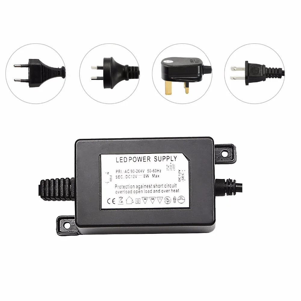Preto PC Tensão de Entrada AC 90-260 V Saída DC 12 V Transformadores de Iluminação 8 W de Alta Qualidade LED de alimentação fornecer ao longo da vida LEVOU adaptador