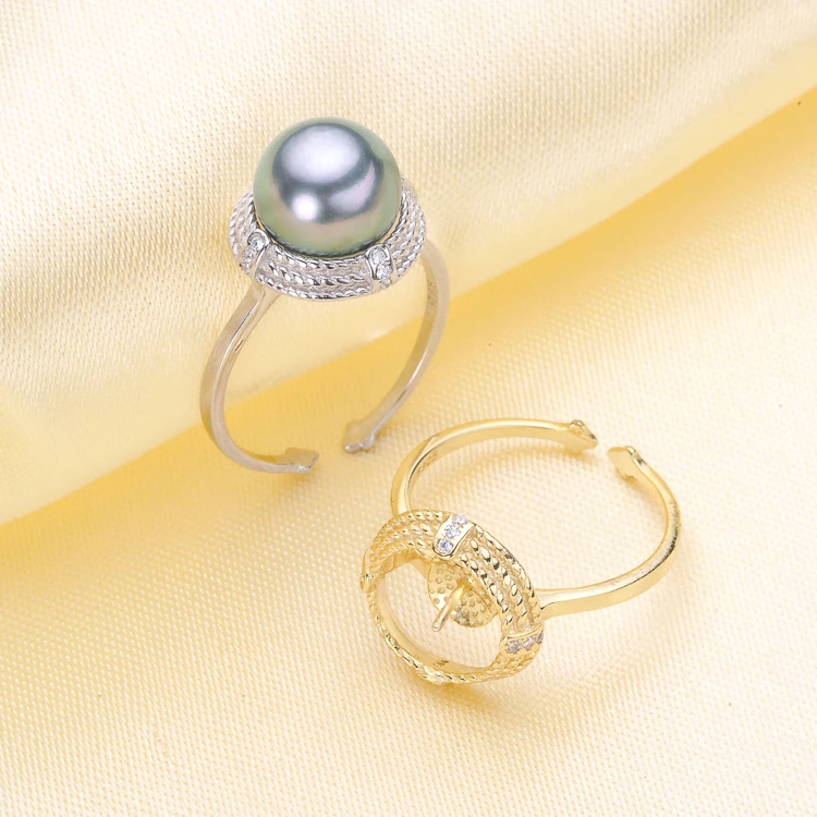 DIY Pearl Rings Accessory S925 Sterling Silver Pearl Rings Holder Open Adjustable Rings Components 3Pcs/Lot