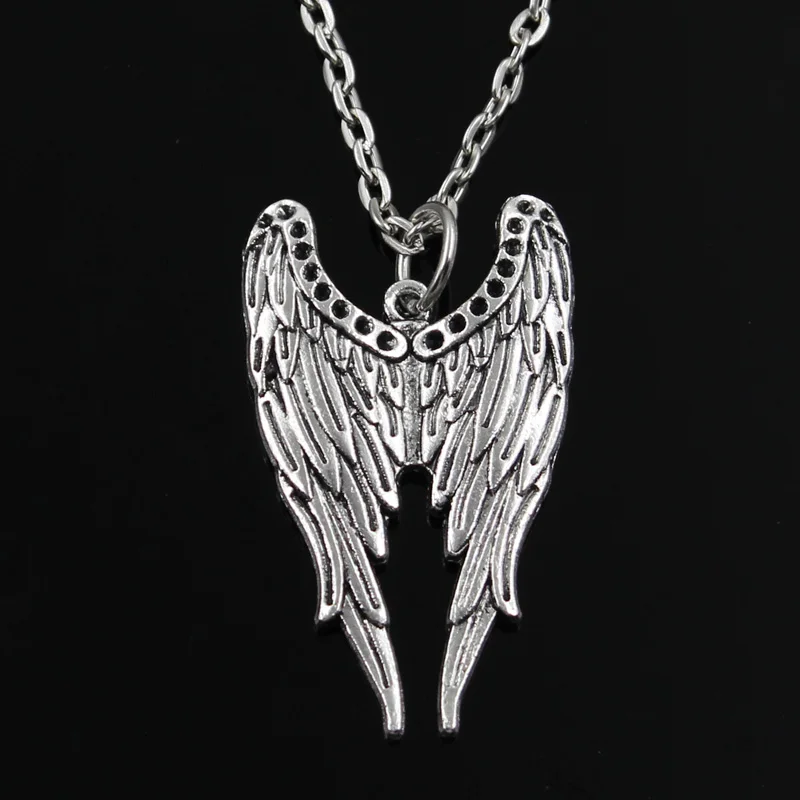 New Fashion Angel Wings Pendants Round Cross Chain Short Long Mens Womens Silver Color  Necklace Jewelry Gift