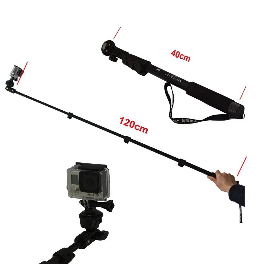 Yunteng 188 Ảnh Tự Sướng Thanh Monopod cho Điện Thoại Máy Ảnh Monopd gopro Hero3 +/3/2/1 màu đen