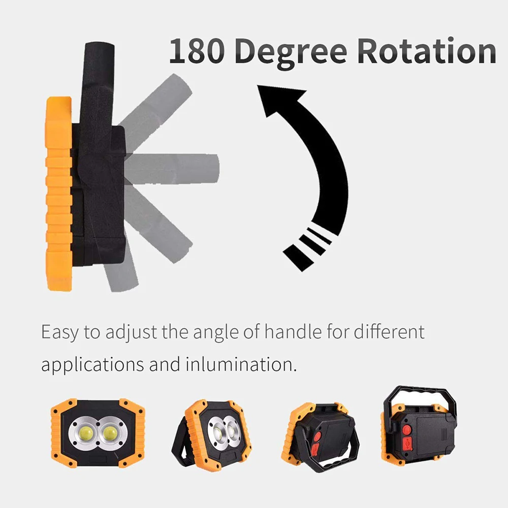 Portable LED Flashlight COB Work Light Floodlight Searchlight Waterproof USB Rechargeable Power Bank For outdoor lighting