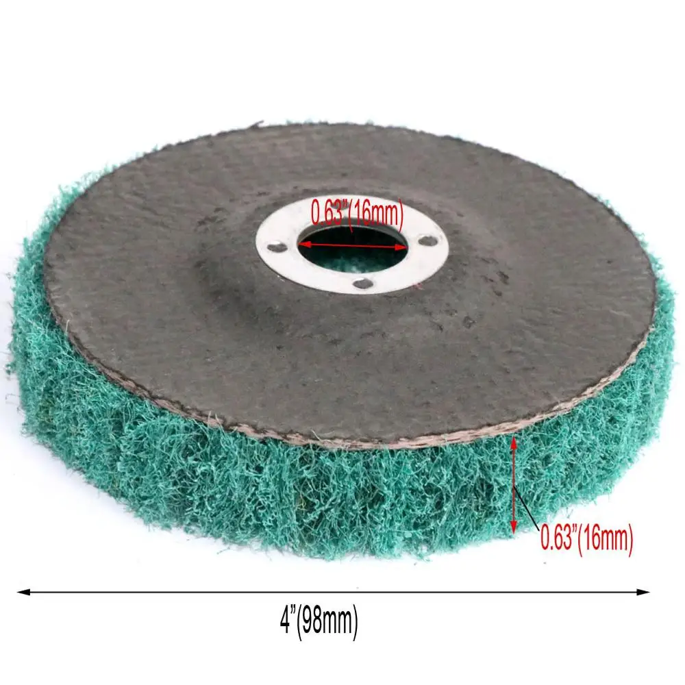 Disco de pulido de aleta de fibra de nailon no tejido, almohadilla de fregado, rueda de pulido de 4 ", 100x16mm para amoladora angular