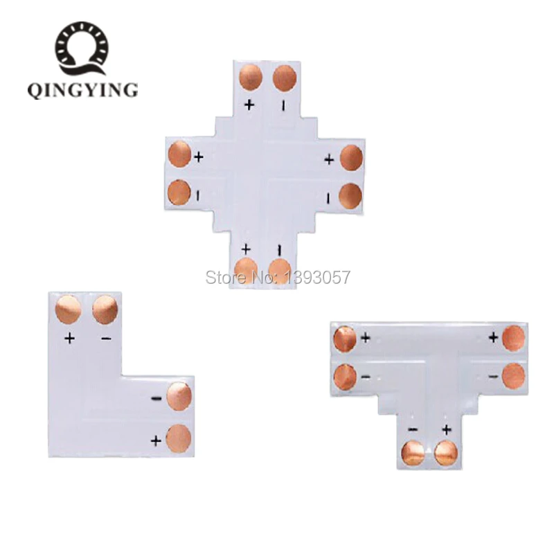 50pcs L T X Shape 10mm 2pin Single Color LED Strip Corner Connector 5050 5630 5730 PCB Board Splitter Connector