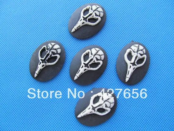 

50pcs 30x40mm Black Oval Flatback Resin Long Mouth Bird/Vulture Relief Cameo Charm,Decoration Kit,fit Base Setting Tray Bezel