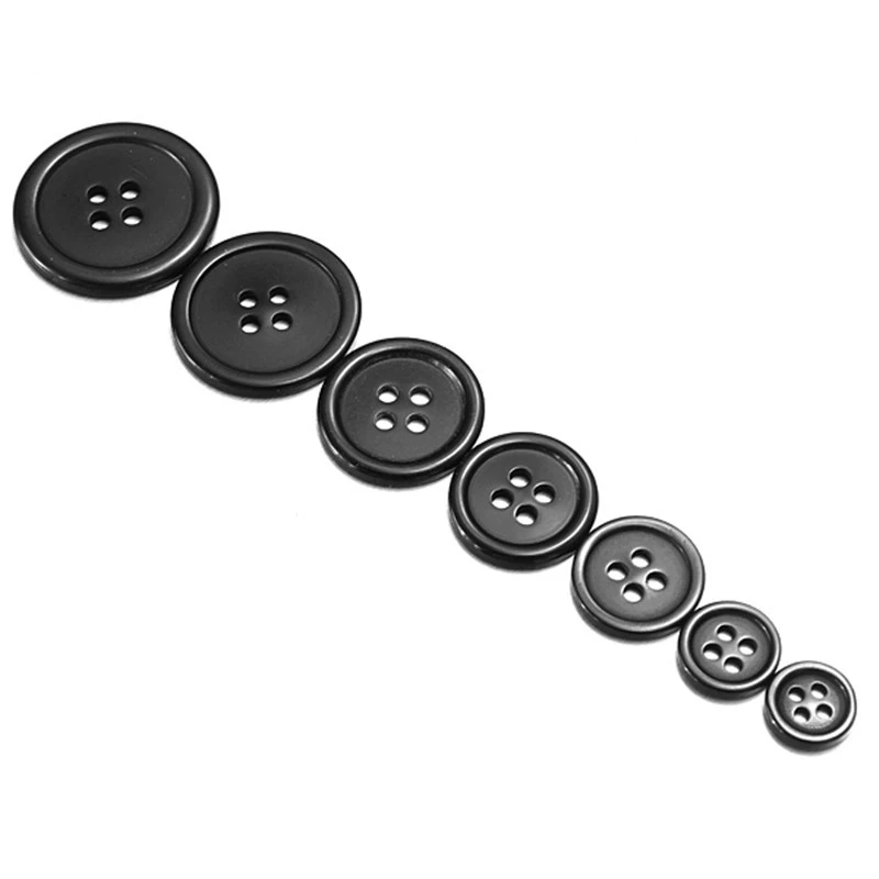 10pcs/Set 7 Sizes 4 Holes Retro Resin Black Button Decor For Sewing Crafts Clothes Coat DIY Muppet Decorative Accessories Tool