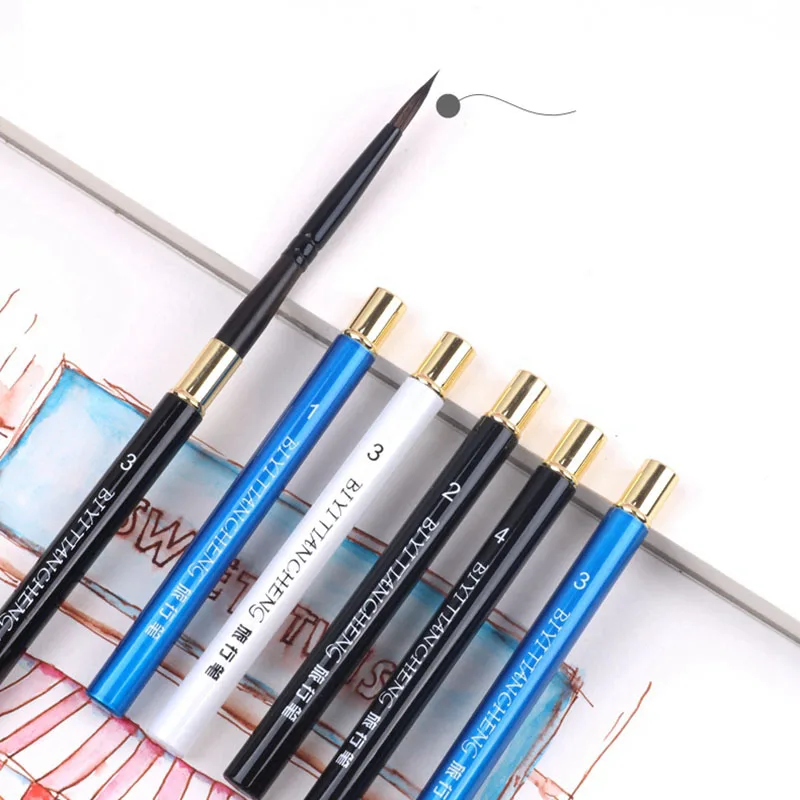 Watercolor brush animal hair pointed round head travel pen sketch gouache brush professional art painting adult hook line pen