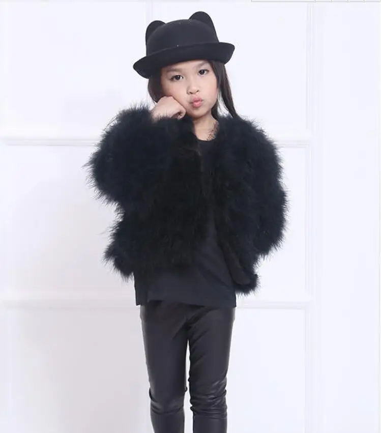 Hot Sale New 2021 Women Child  winter encryption 100% natural ostrich feathers turker fur coat boys and girl real fur vest HP510