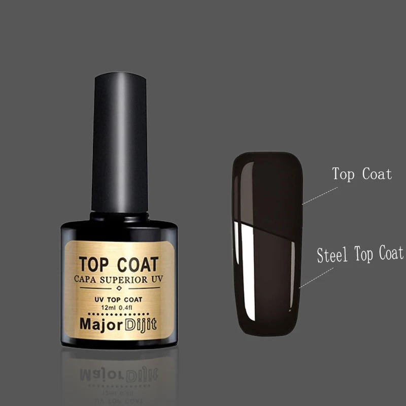 Major Dijit Steel Top Coat 12ml Nail Art Gel Polish DIY Tips Soak off Base Foundation No Sticky Layer Non-cleansing Topcoat