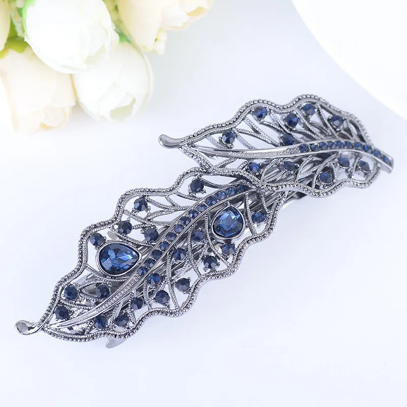 Creative Autumn Tide Women Hair Accessories Tree Leaves Inlaid Crystal Hairpins Molan High-grade Beautiful Top Clip Headwear