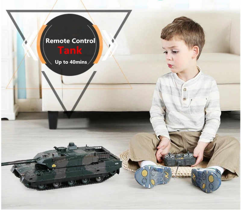 Large Size Remote Control RC Battle Tank XQTK24 45 Degree Slope Off Road  330Degree Rotating Turret Remote Contorl RC Tank Gifts