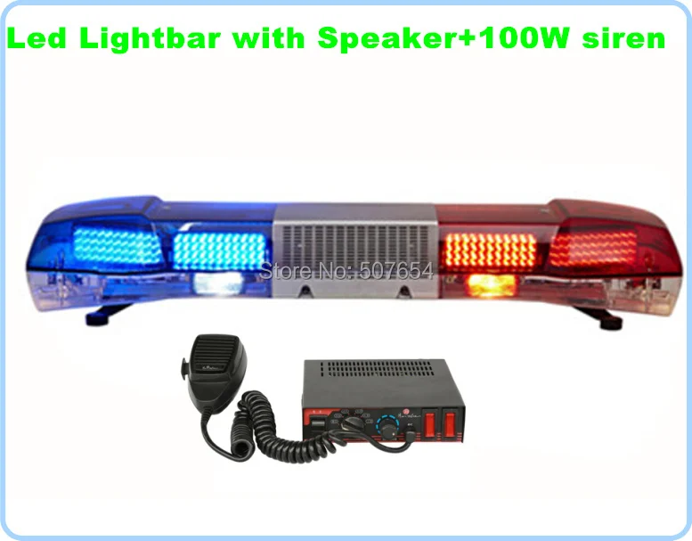 120cm 88W Led car Emergency lightbar truck light bar strobe warning lights+100W speaker+100W siren alarm amplifiers,waterproof