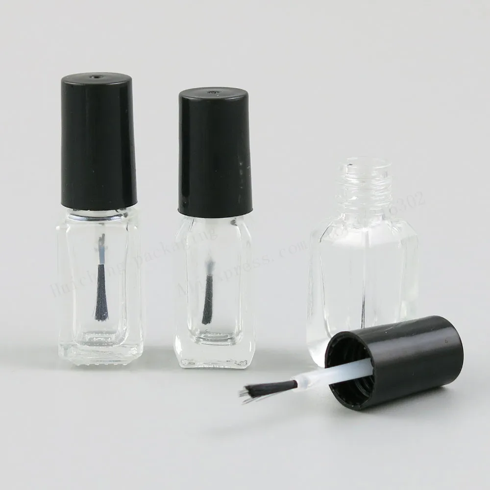 

300 x 3ML 4ML Refillable Empty Square Glass Nail Polish Bottle 3cc 4cc Small Brush Nail Art Container