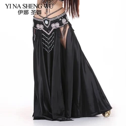 New Sexy Belly Dance Costume Skirts Double Split Dance Practice Skirt 14 Colors (No Belt) Belly Dance Performance Skirt 1pc