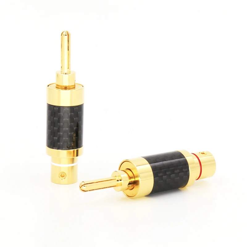 

4Pcs Carbon Fibre 3U Gold plated Banana Plugs with speaker cable connector plug