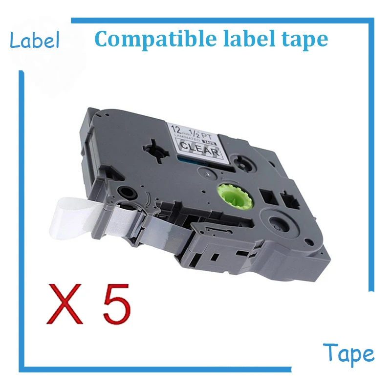 

5 шт., совместимая лента для этикеток tz tze131 tz131 для этикеток P-touch 0,47 дюйма, 26,2 фута, 12 мм, 8 м