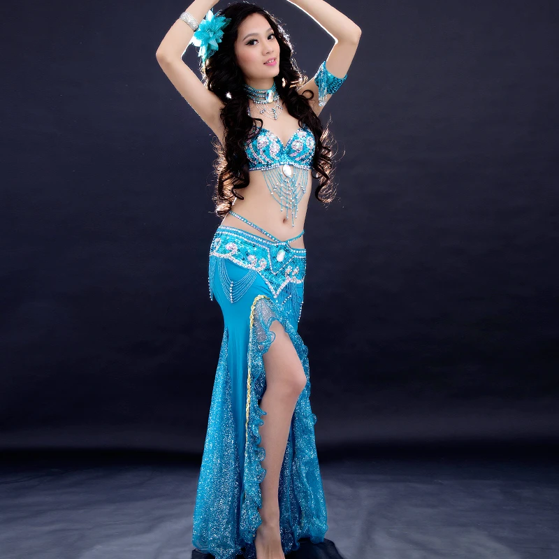 2018 New Belly Dancing Suit Dancing Bra Skirt Waistband Lady Stage Performance Oriental Belly Dancing Clothes 3-piece  B-2845