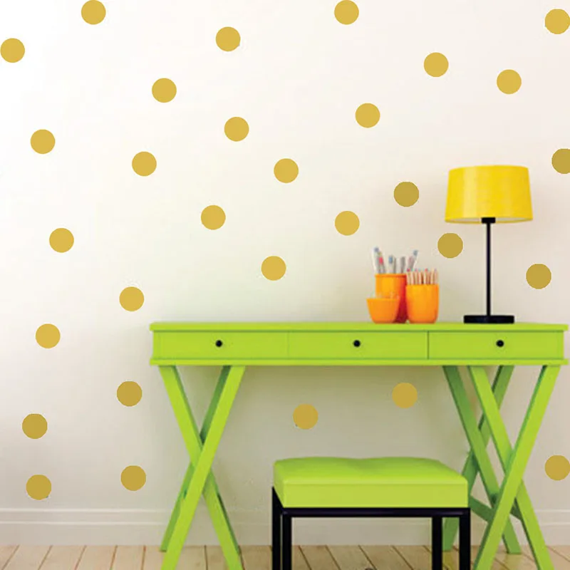 Gold Polka Circle Dots Wall Stickers For Kids Girls Boys Rooms Nursery Tiny Round Wall Decals Home Decor Kids Gifts Art Mural