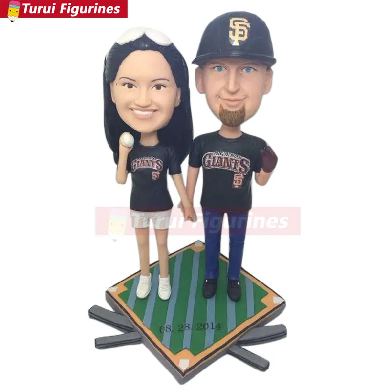 Personalized Wedding Cake Topper Giants Girlfriend Boyfriend Gift Custom Bobble Head Baseball Wedding Cake Topper Giant