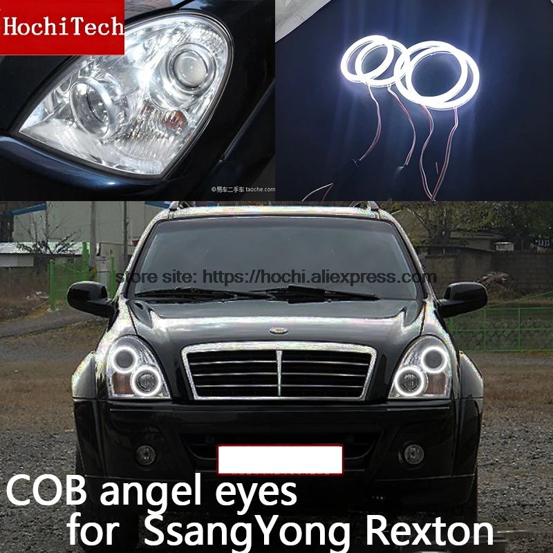 For Ssangyong Rexton 2006 2007 2008 2009 2010 2011 COB Led day Light White  Cob Led Angel Eyes Ring Error Free Ultra bright