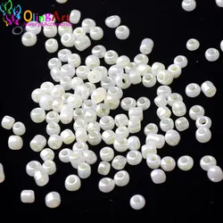 OlingArt 2MM 45g/lot Glass Seed Beads Transparent white Lustered round spacer DIY Bracelet choker necklace jewelry making