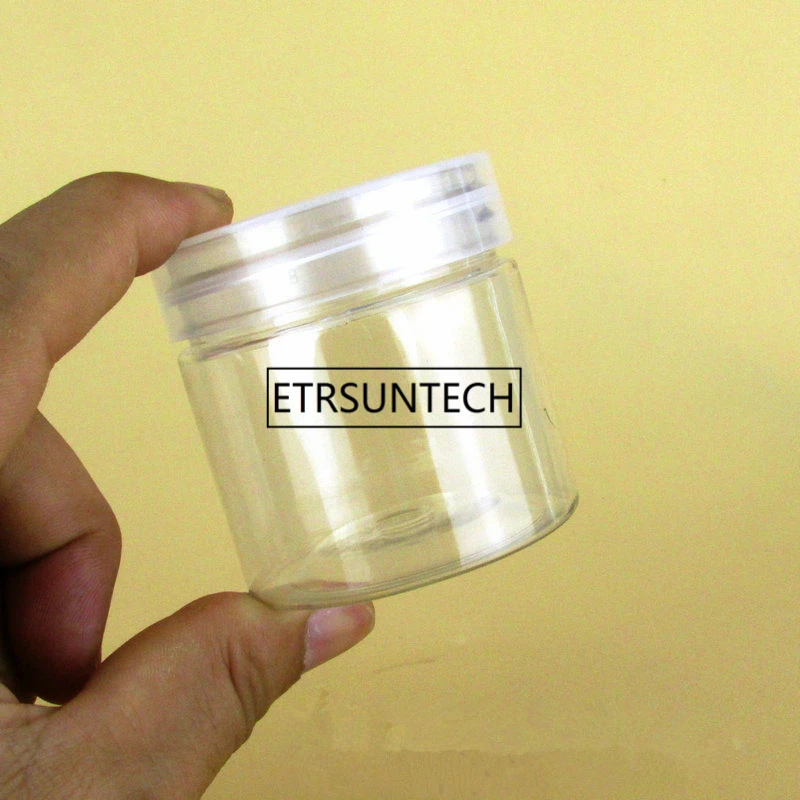 100ml Empty clear Cream Cosmetic Jar PET Conatiner Silver gold Aluminum Lid F1455