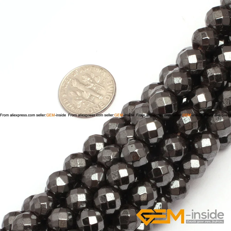 Natural Magnetic Hematite Faceted Round Beads For Jewelry Making Strand 15 inch DIY Jewelry Accessorries Bead For Gifts 3mm-12mm