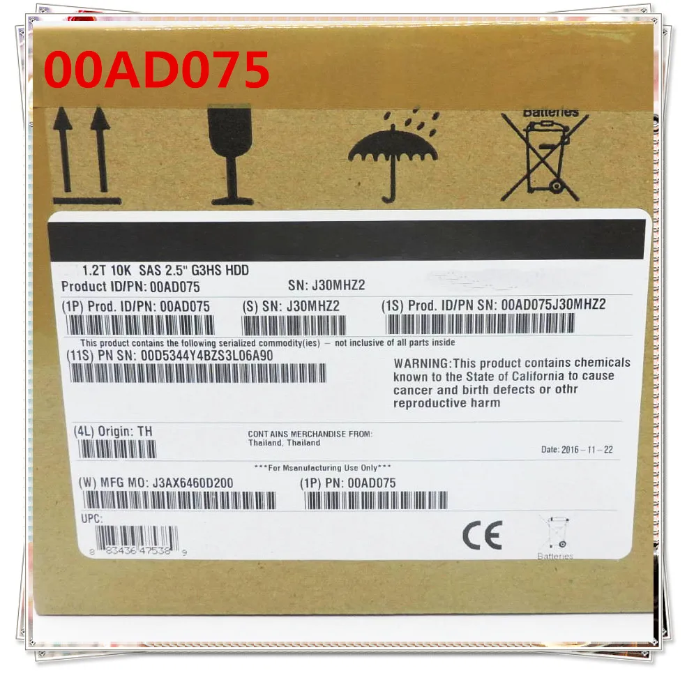 4pcs/1lot  Send DHL  100%New In box 3 year warranty 00AD075 00AD076 1.2TB SAS 10K 2.5