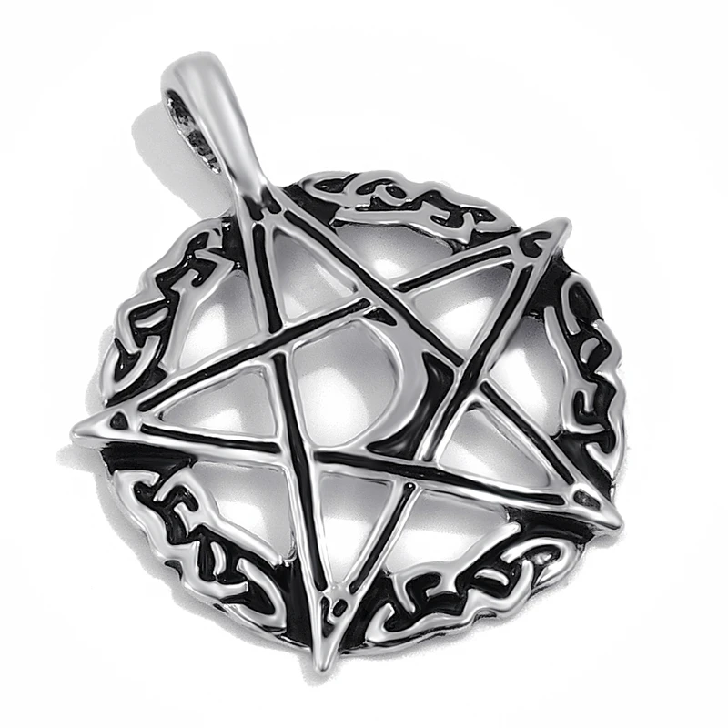 Wholesale 10 Pcs Men's Celtic Inverted Pentagram Star Pewter Pendant with 24