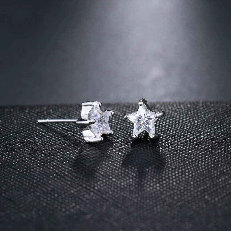 EMMAYA Silver Color Lovely Star AAA Zirconia CZ Stud Earring for Woman Girl Wholesale Fashion Cheap Jewelry