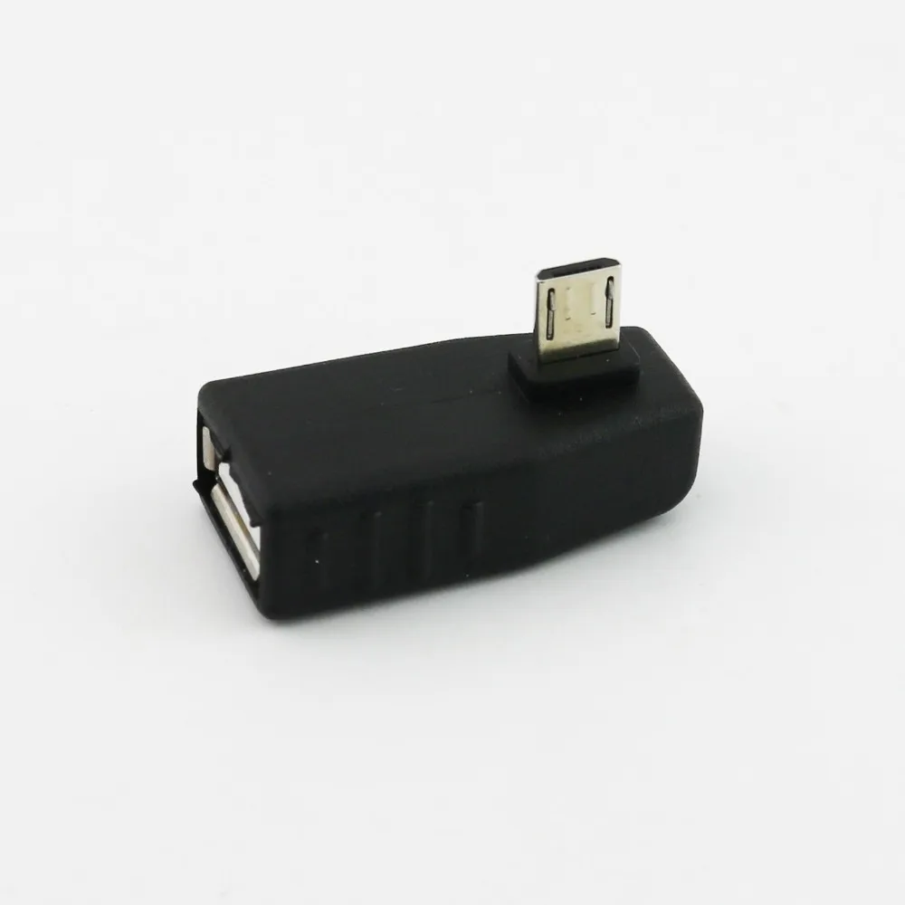 1x USB 2.0 A Female to Micro USB 5 Pin B Male Plug OTG Host Adapter Connector Left/Right/UP/Down Angle Black