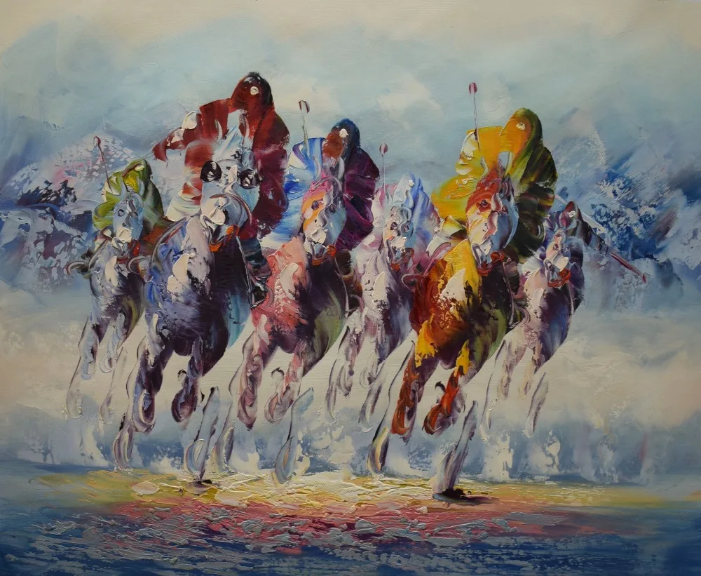 

Hand Painted Racing Horse Canvas Painting Abstract Modern Portrait Animal Horse Painting Wall Painting Picture for Living Room