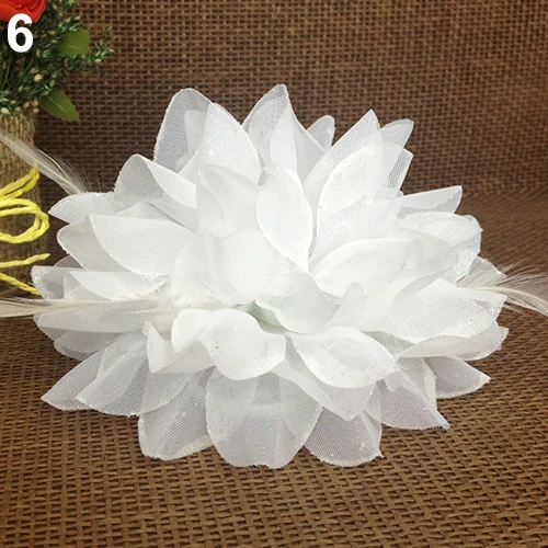 Bridal Wedding Party Flower Fascinator Elastic Pin Hair Wrist Corsage Brooch Headband