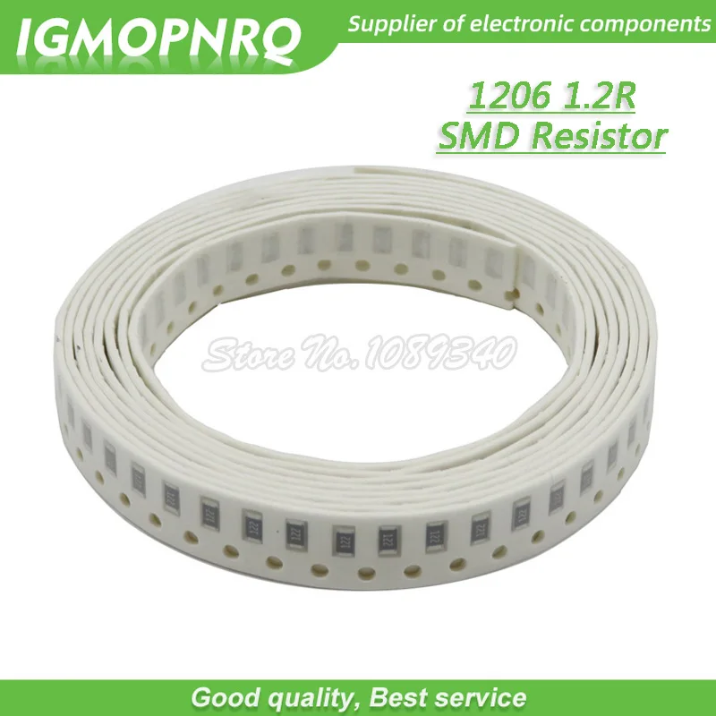 

100PCS 1206 SMD Resistor 1% resistance 1.2 ohm chip resistor 0.25W 1/4W 1.2R 1R2 IGMOPNRQ