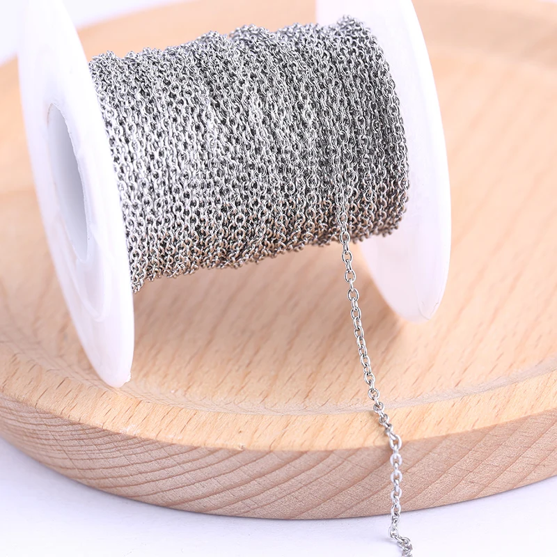 Reidgaller 10meters/roll stainless steel round link chains for necklace jewelry making diy charm pendant accessories