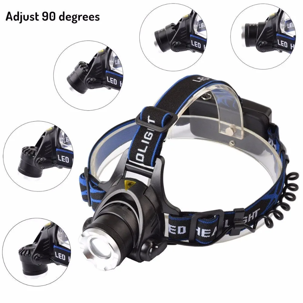 LED headlamp Camping headlight T6/L2/V6 3 modes Zoomable lamp Waterproof Head Torch flashlight Head lamp use 18650 for Fishing