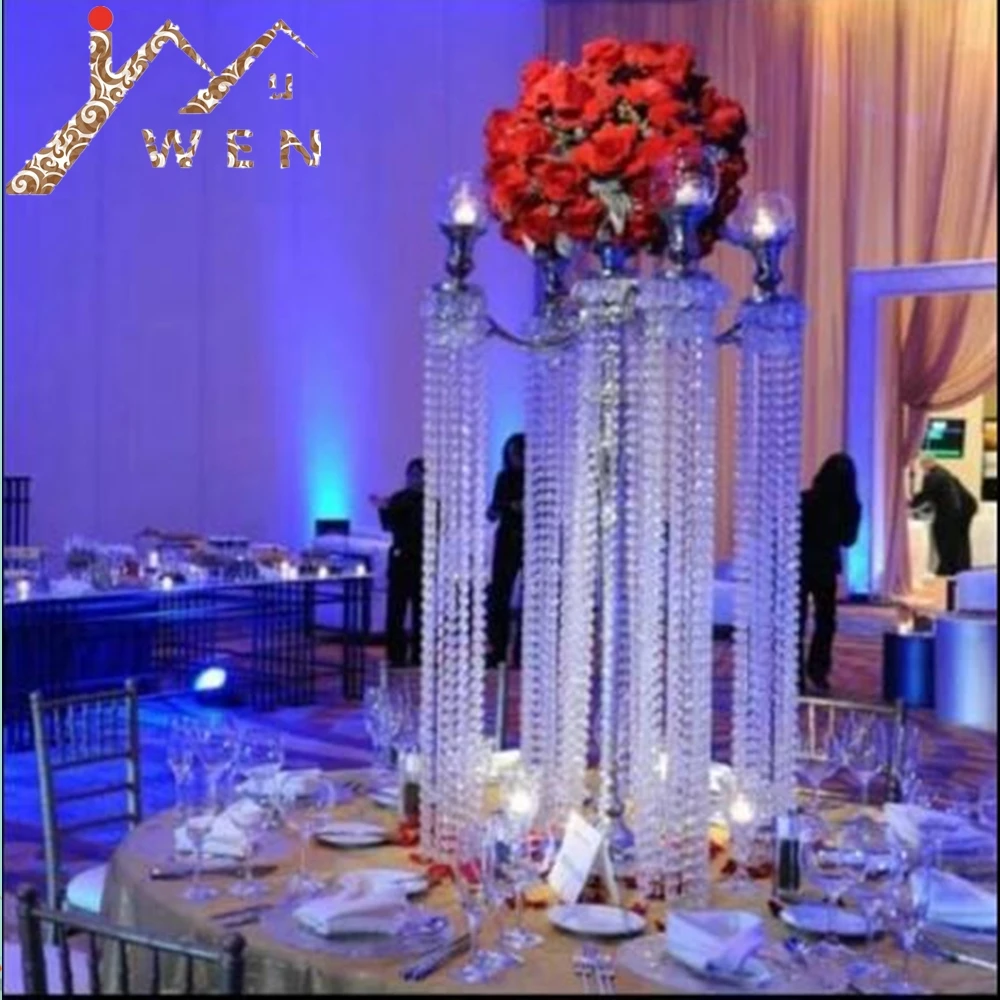 

5pcs/lot New arrival 75cm tall acrylic crystal candelabra wedding road lead wedding centerpiece event party decoration