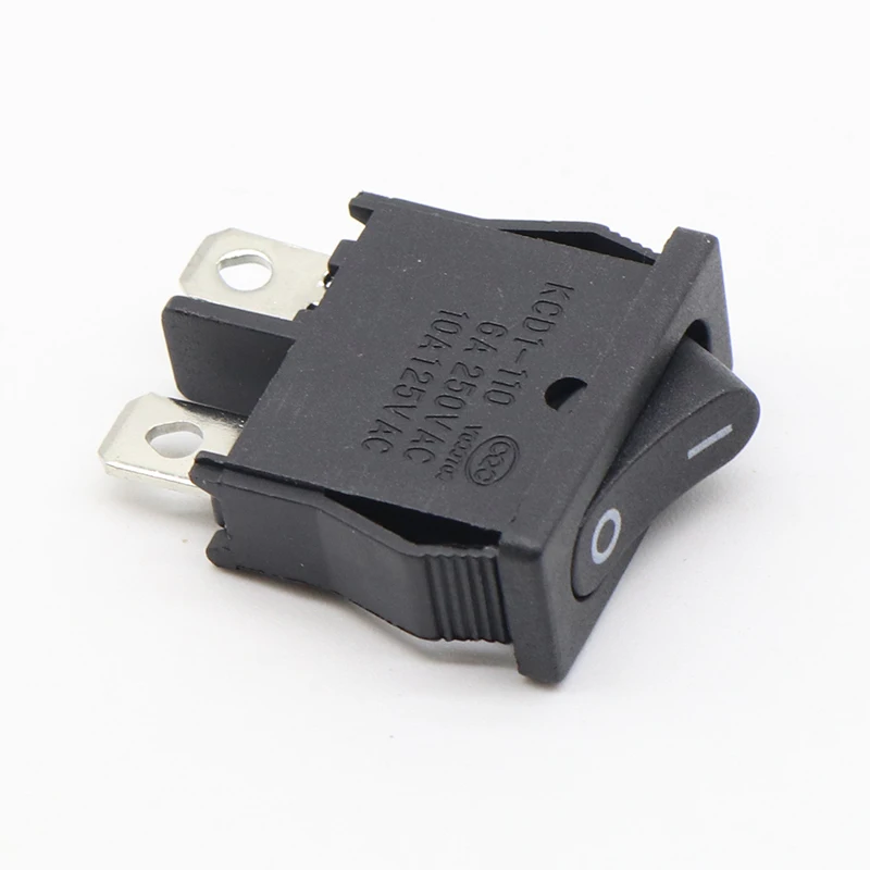 10 pcs 10*21MM Rocker Switch Black KCD1-110 2Pin 2File Seesaw switch 6A250V Power switch