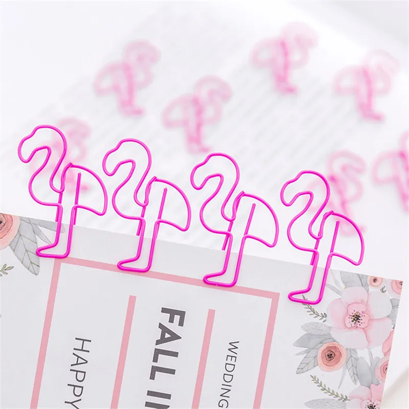 12pcs Flamingo Metal Paper Clips Bookmarks Photo Wall Planner School Office Supply File Folder Student Stationery Paperclips