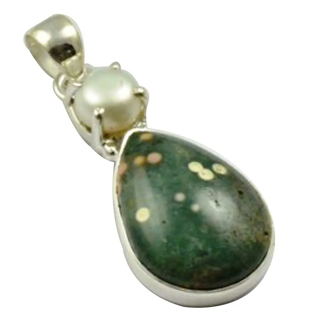 

Lovegem Nature Ocean Jasper & Pearl Pendant 925 Sterling Silver, 41 mm, MHBAP4927