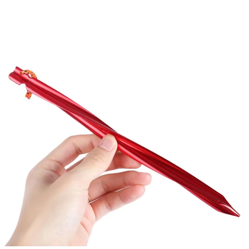 10Pcs/lot 25cm Aluminum Alloy Spiral Tent Pegs Garden Stakes Ground Nail Heavy Duty Hammock Camping For Guyline Awning Canopy