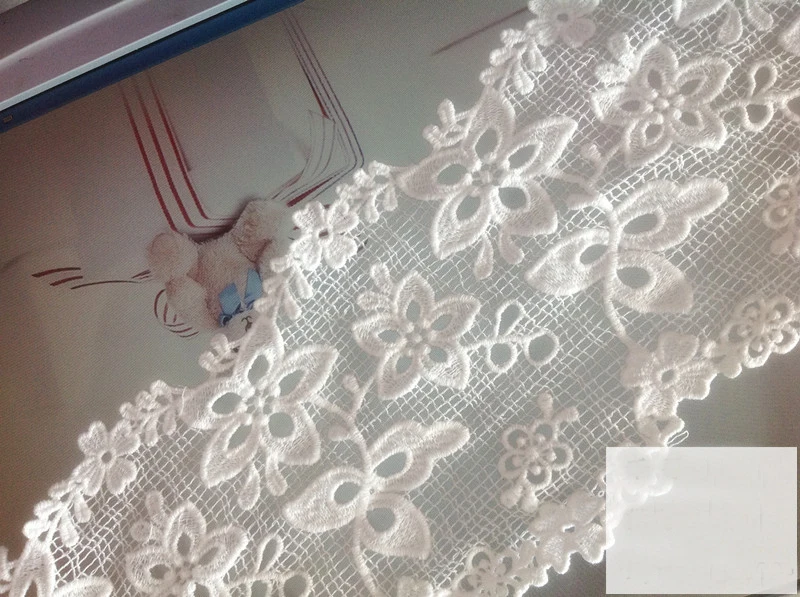 

5 yard/lot width 5.51" 14cm high quality white floral cotton lace trim ribbon diy fabric material 1043828 L4K261