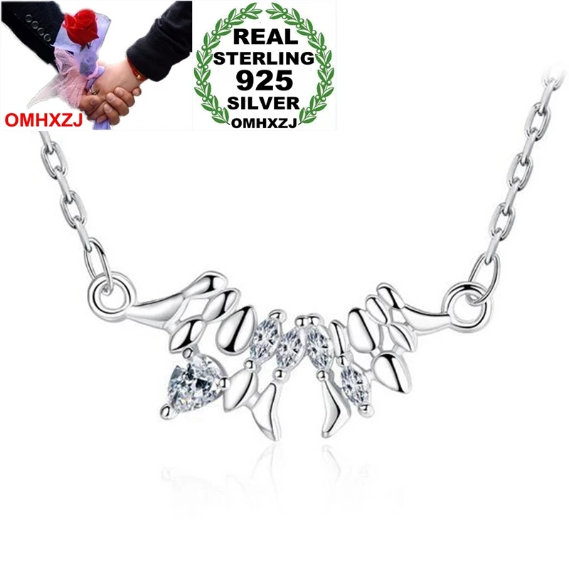 OMHXZJ Wholesale Fashion Sweet Woman Girl Gift Heartbeat Note 18 inch 925 Sterling Silver Twisted Chains Pendant Necklaces NK19